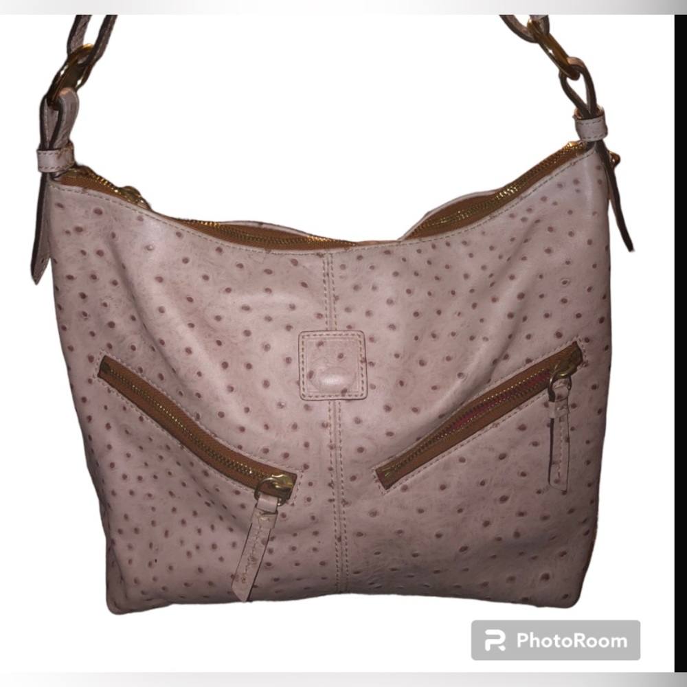 Dooney & Bourke Pink Ostrich Mary Hobo GUC - Picture 2 of 14